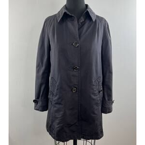 COACH Black Long Sleeve Button-Down Spread Collar Trench Coat Jacket Sz S Small